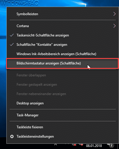 Bildschirmtastatur anzeigen (Schaltfläche)