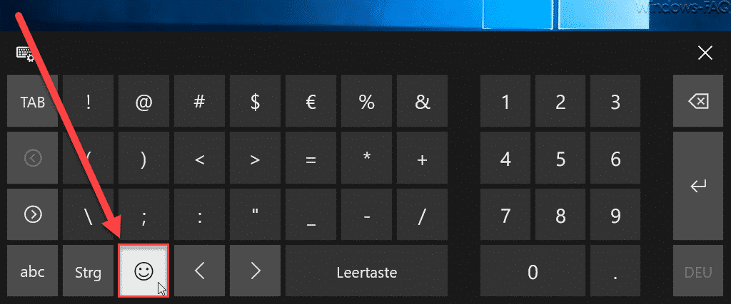 Emoji Taste auf Bildschirmtastatur