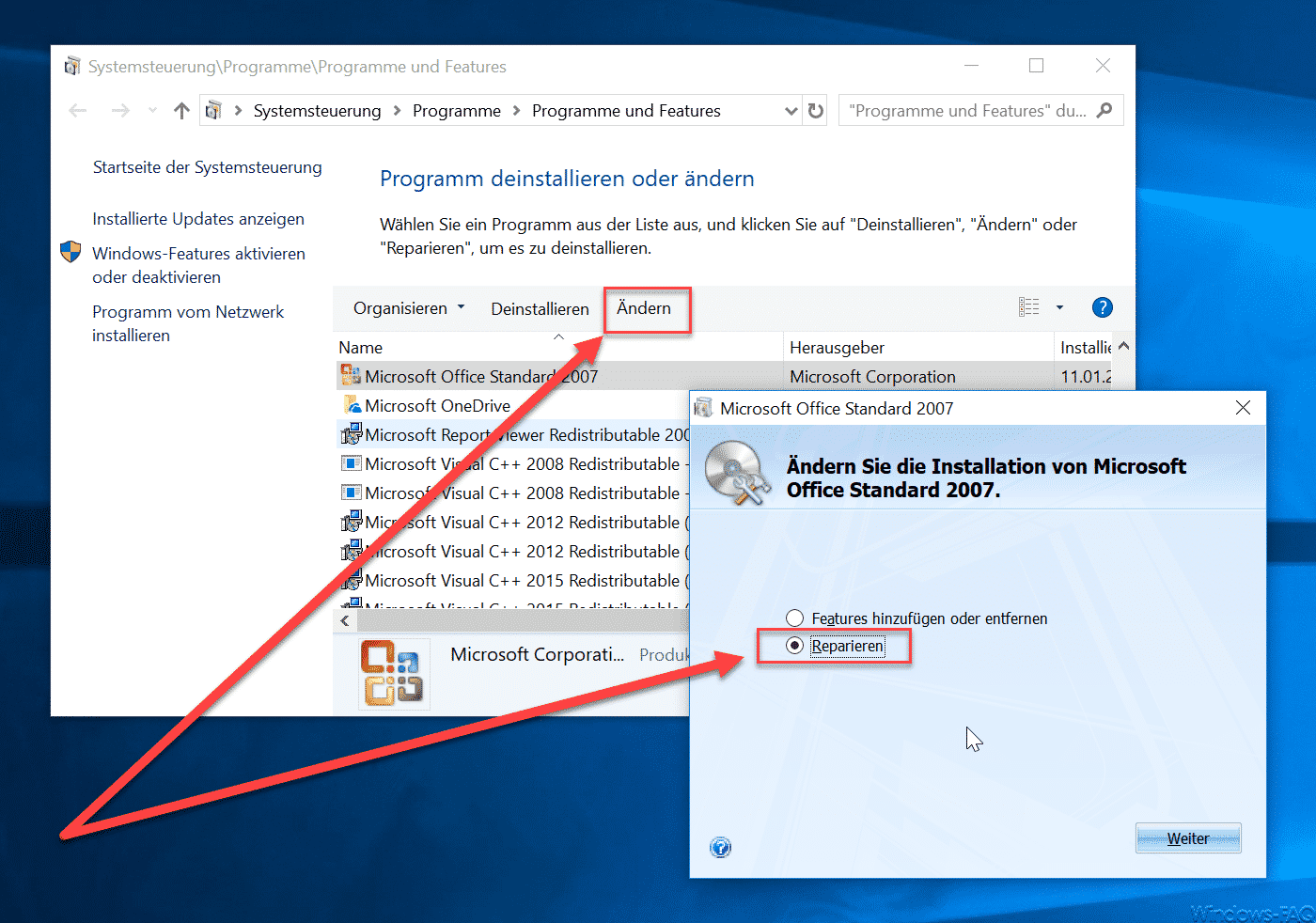 Office Installation bzw. Outlook reparieren