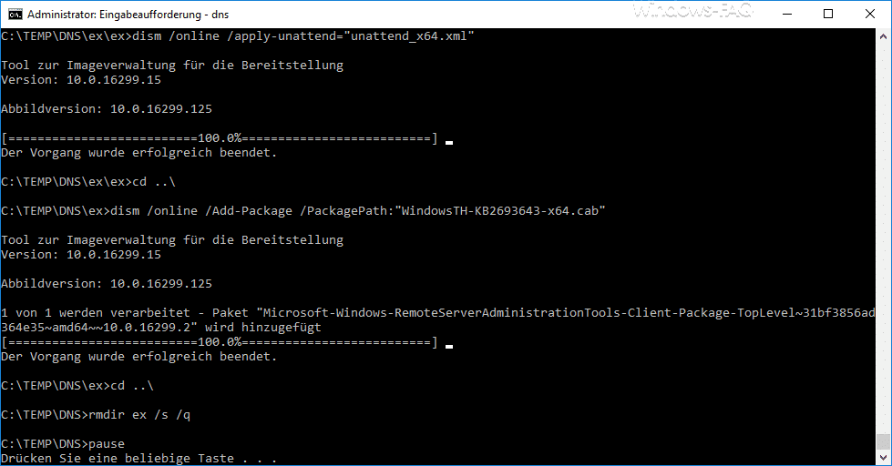 RSAT 1709 DNS Manager Installation