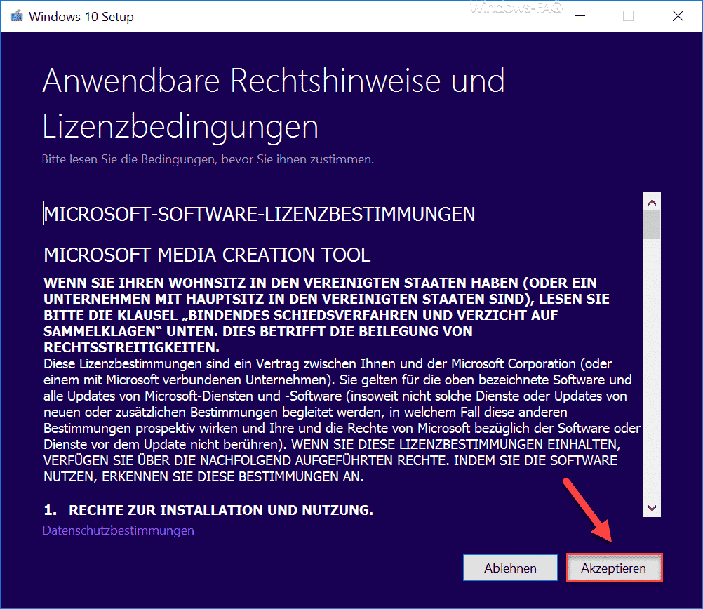 Windows 10 Anwendbare Rechtshinweise und Lizenzbedingungen