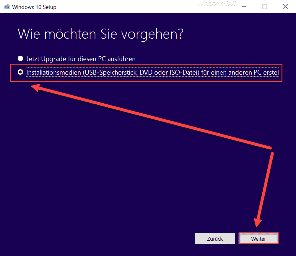 Windows 10 Installationsmedien USB-Speicherstick, DVD oder ISO-Datei