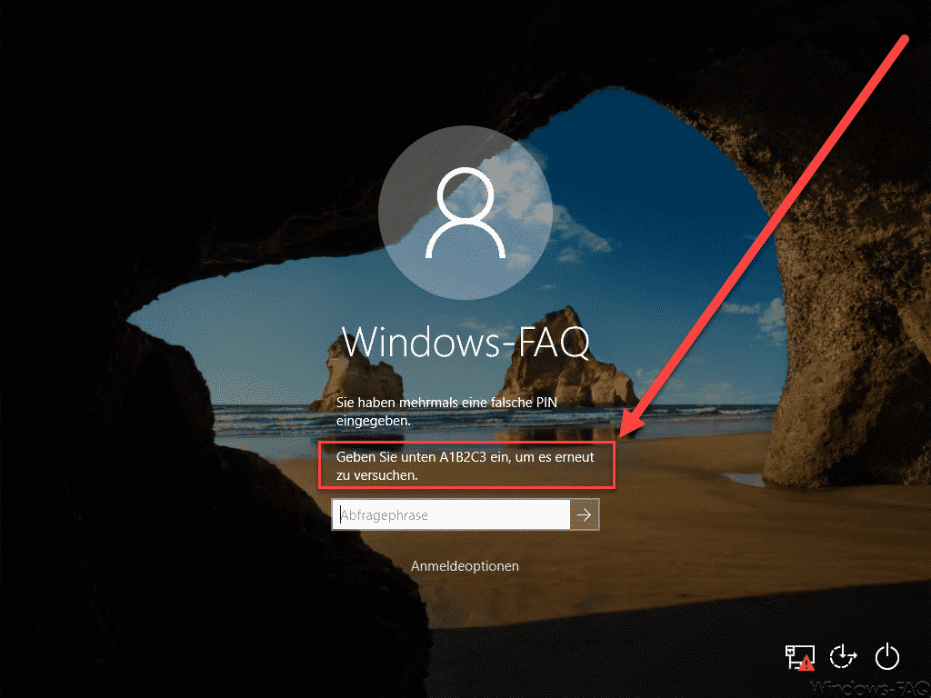 Windows 10 PIN Eingabe Passphrase