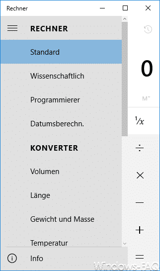 Windows 10 Taschenrechner Funktionen