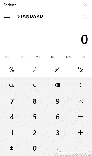 Windows 10 Taschenrechner