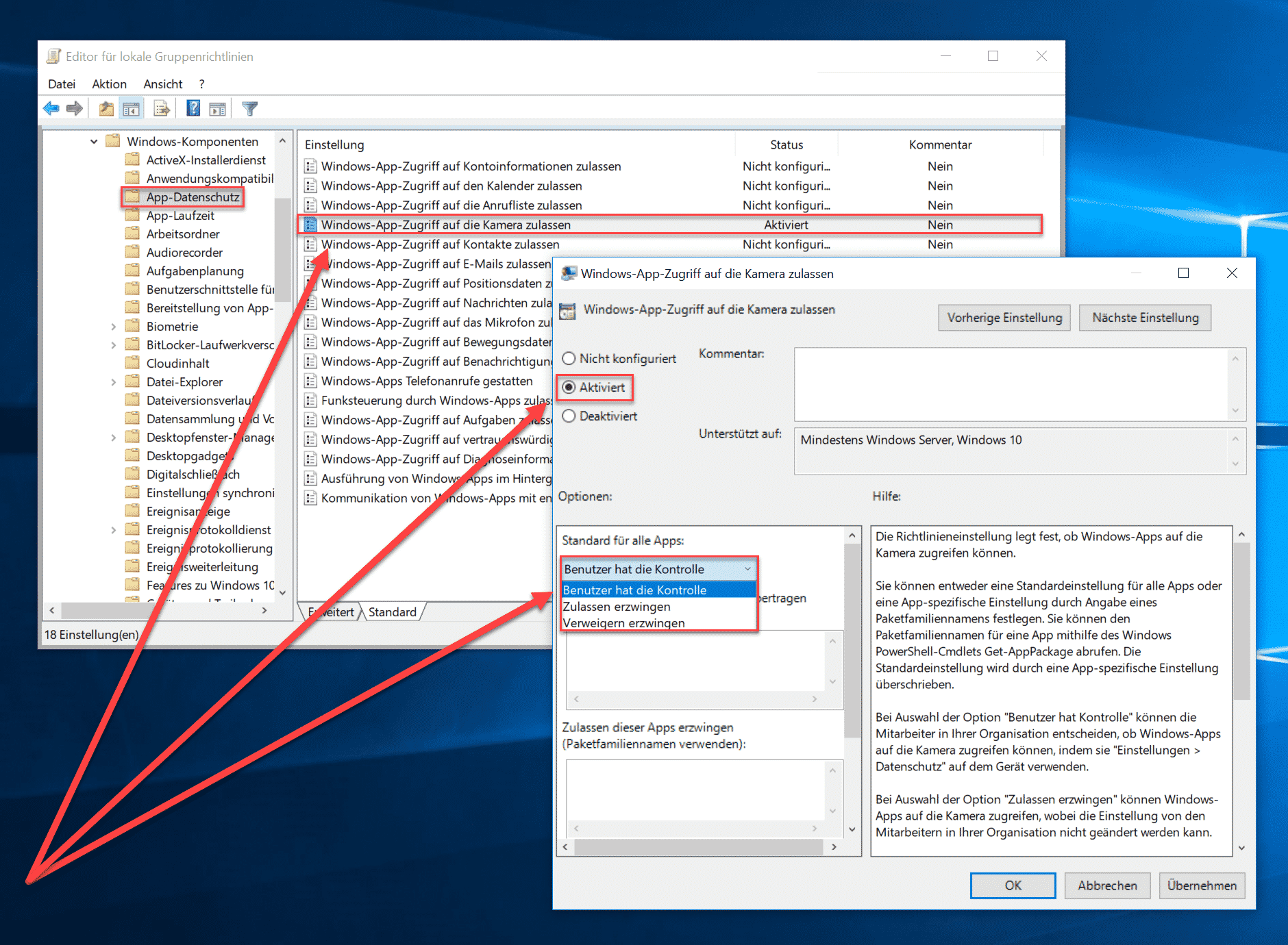 Windows-App-Zugriff auf die Kamera zulassen
