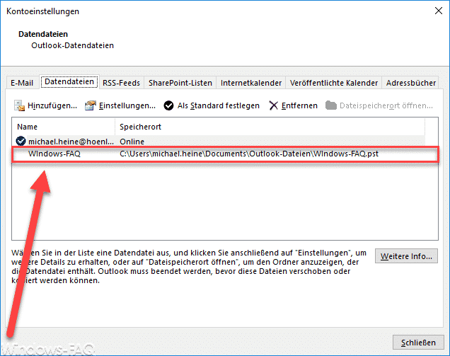 Backup der Outlook PST Datei erstellen