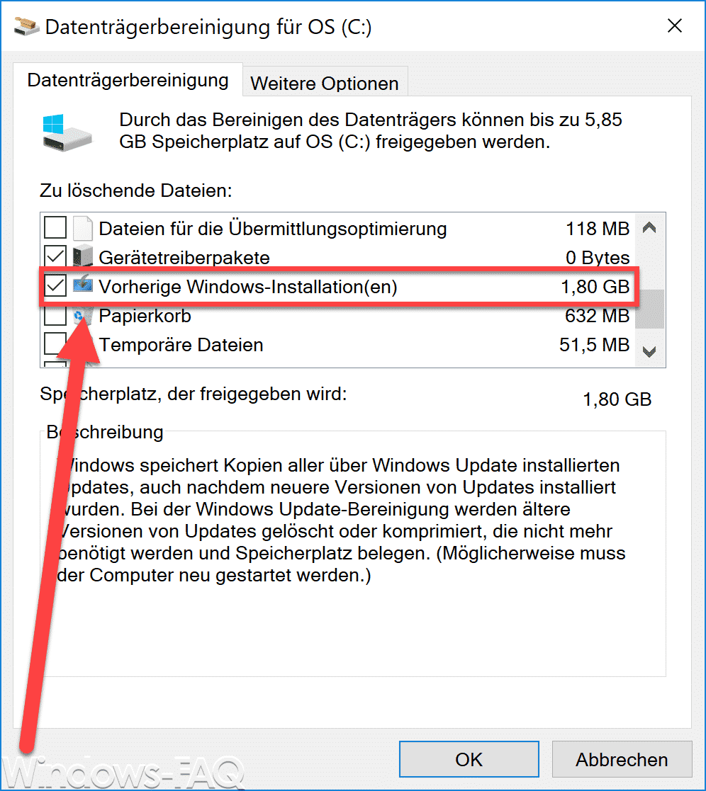 Vorherige Windows-Installationen