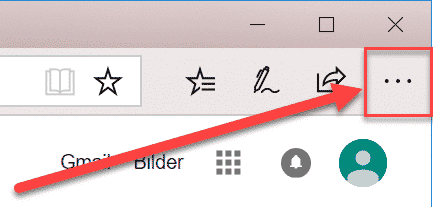Edge Einstellungsfenster