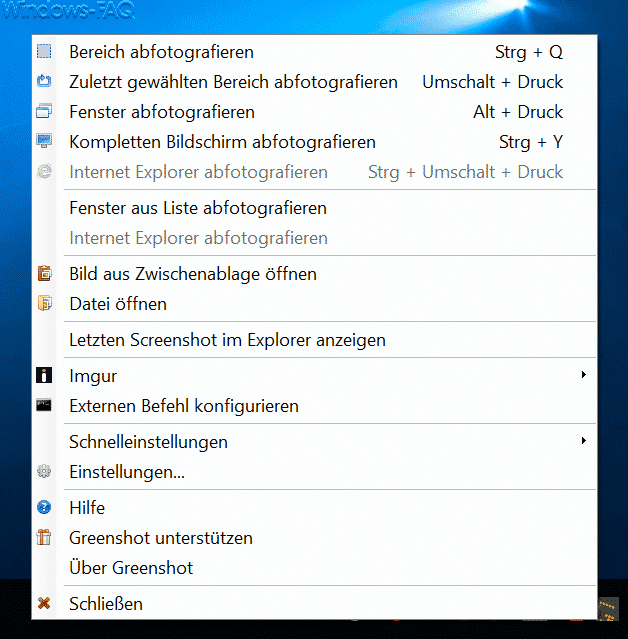 Greeenshot Funkionen