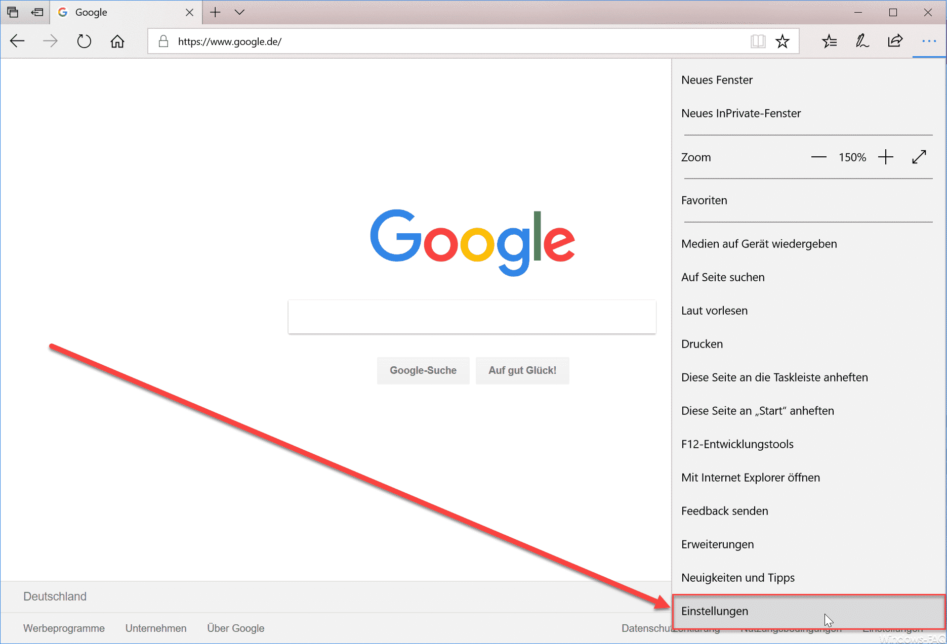 Microsoft Edge Einstellungen