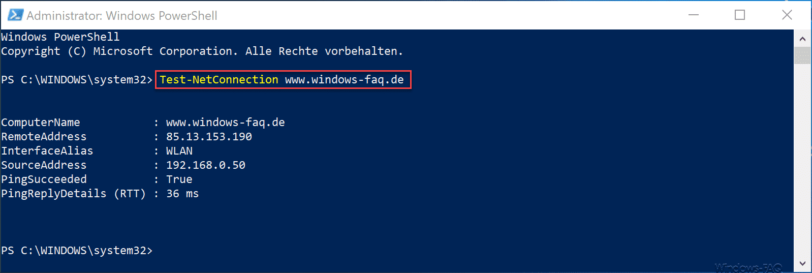 Test-NetConnection