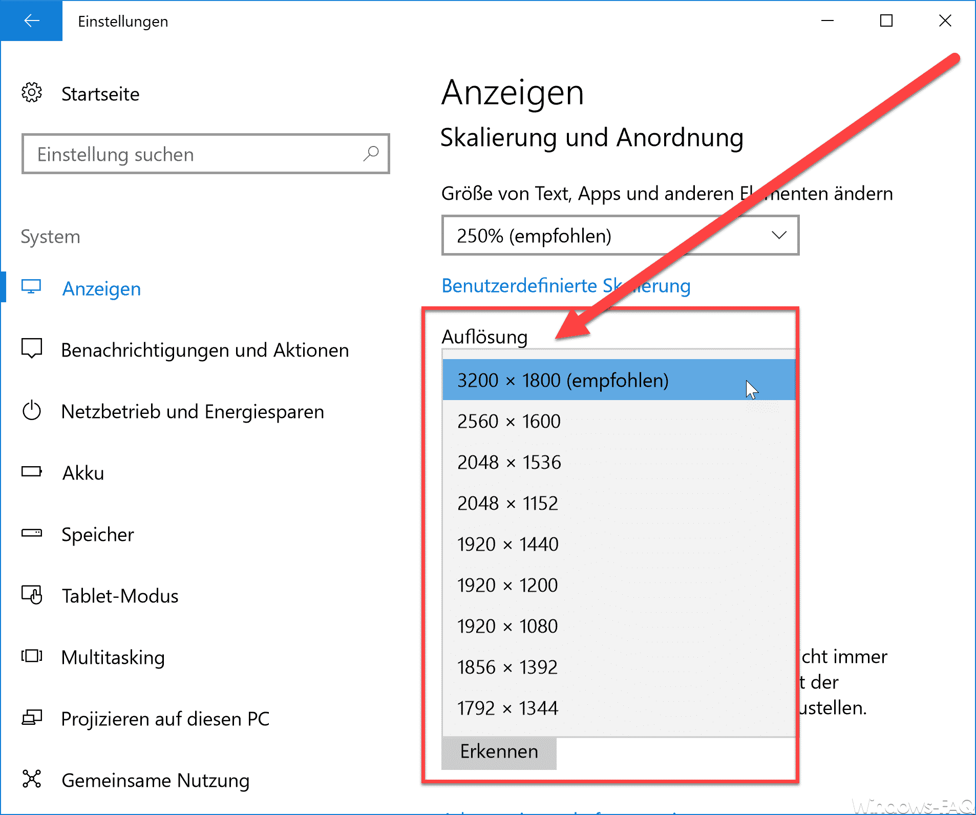 Windows Auflösung anpassen