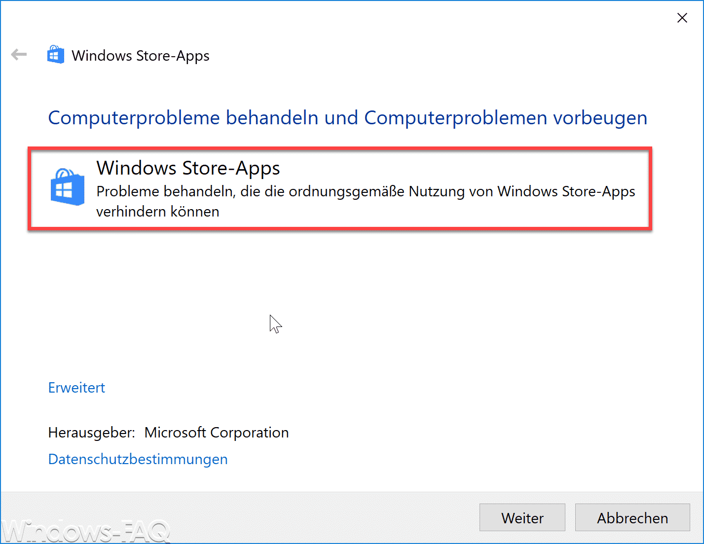 Windows Store Apps Probleme behandeln