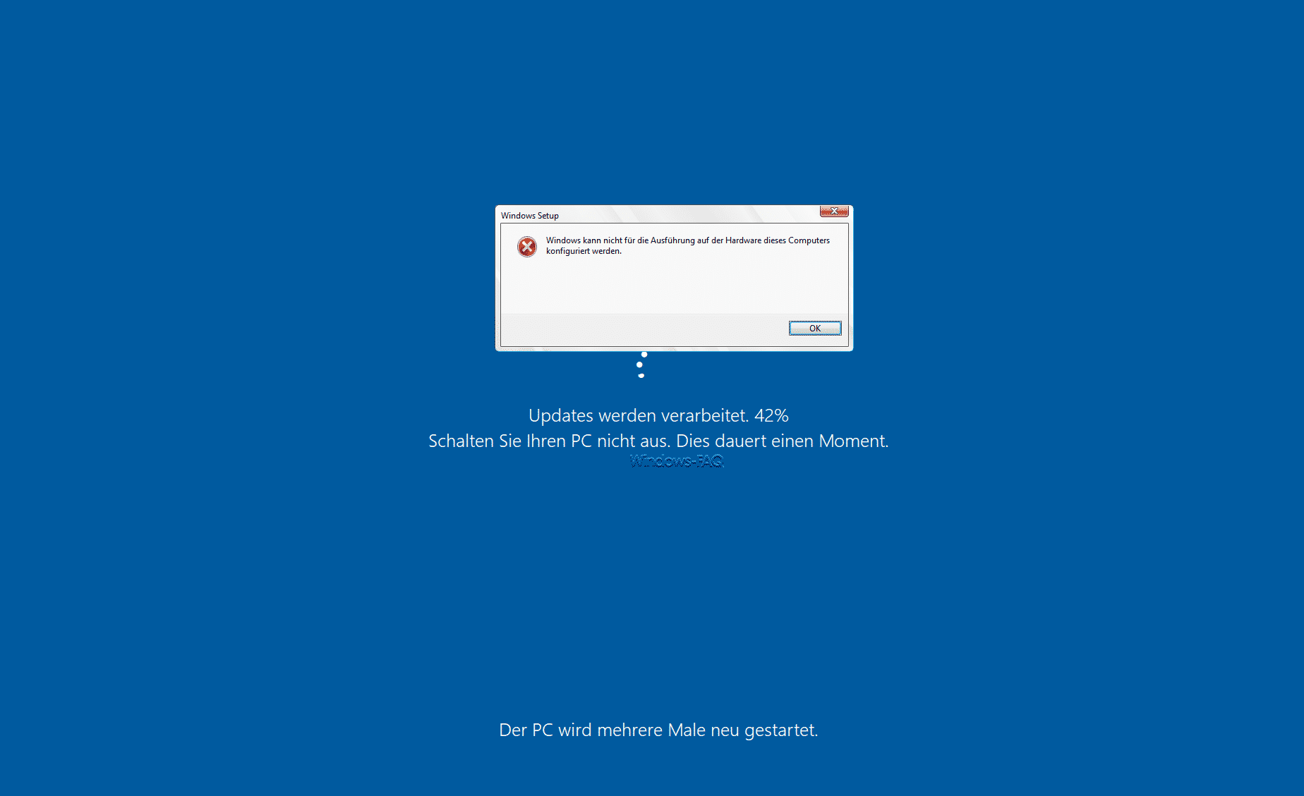 Windows kann nicht für die Ausführung auf der Hardware dieses Computers konfiguriert werden