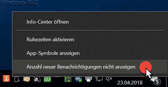 Anzeige der Anzahl der Windows 10 Benachrichtigungen ausschalten