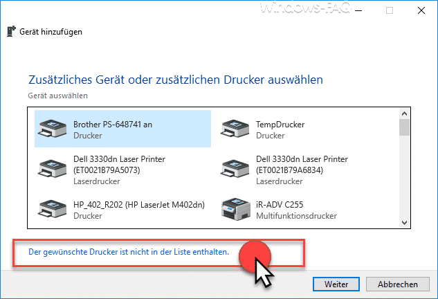 Netzwerkdrucker bei Windows 10 verbinden