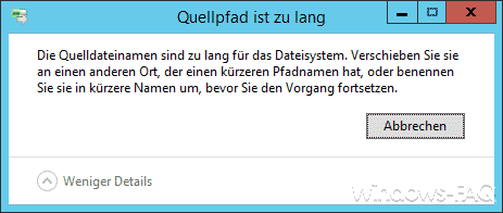 Quellpfad ist zu lang