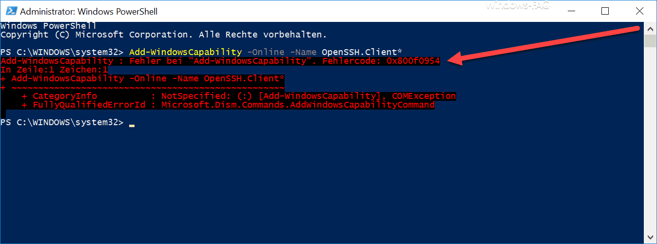 SSL Client Installation Error 0x800f0954