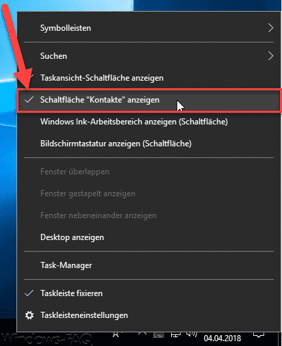 Schaltfläche Kontakte anzeigen