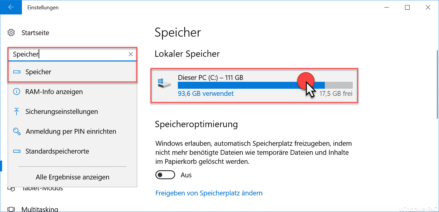 Speichernutzung