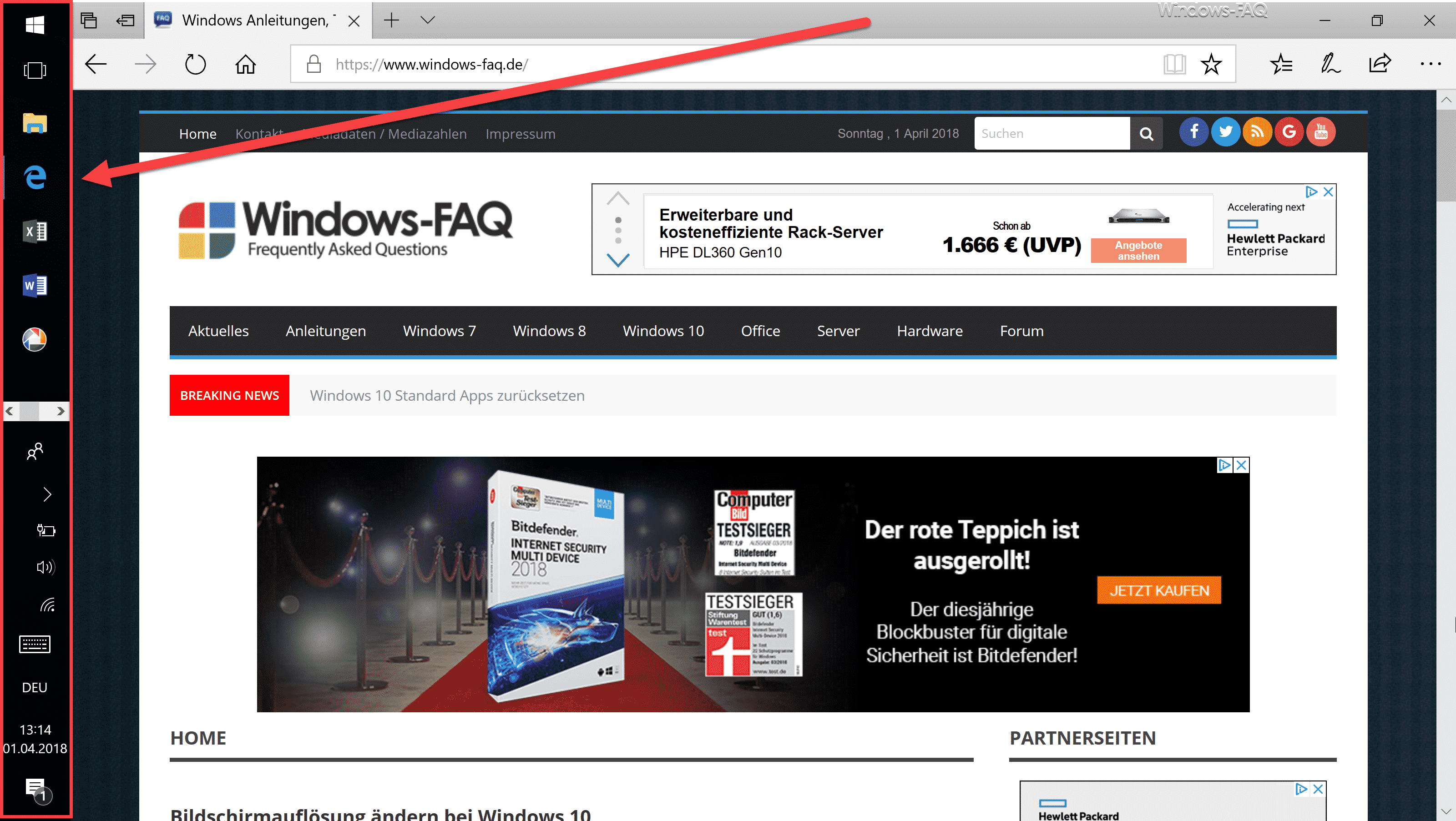 Windows 10 Taskleiste links Desktop