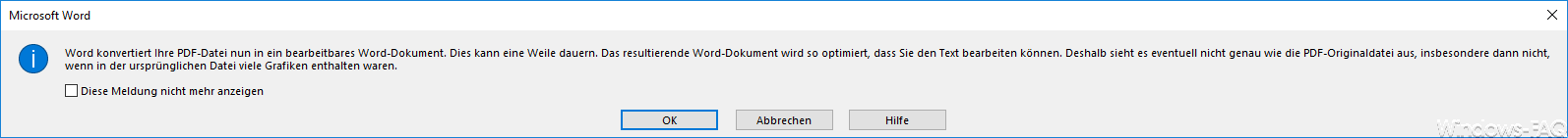 Word konvertiert Ihr PDF-Datei