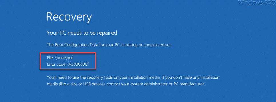 boot bcd error code 0xc000000f