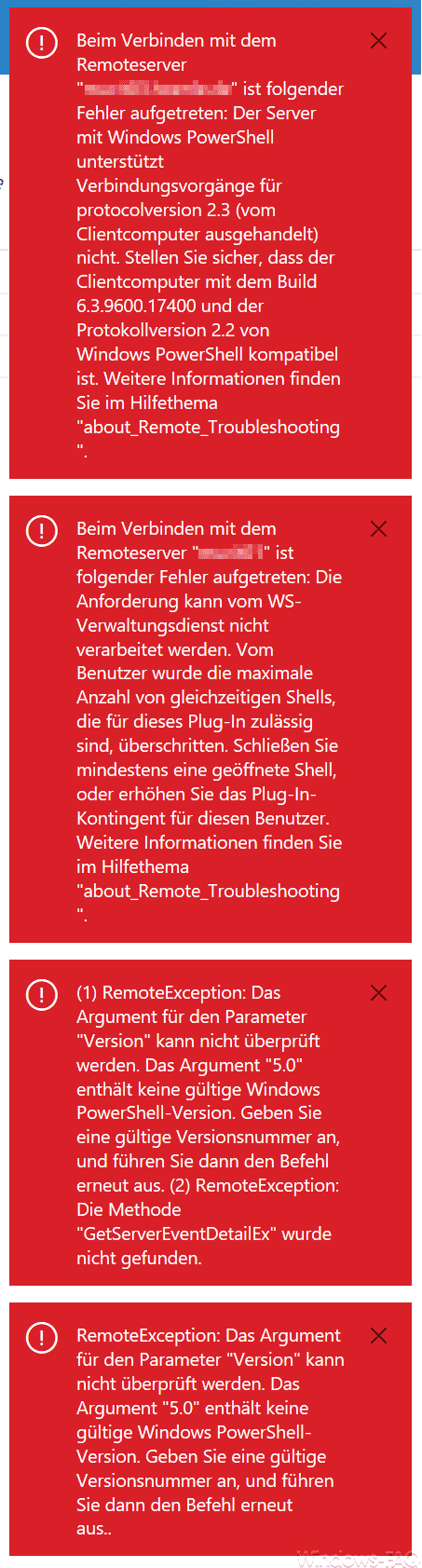 Beim Verbinden mit dem Remoteserver ist folgender Fehler aufgetreten …