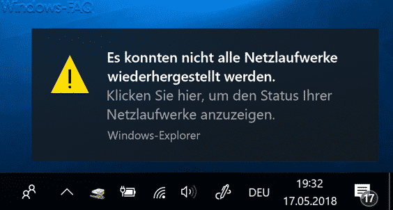 Es konnten nicht alle Netzlaufwerke wiederhergestellt werden …