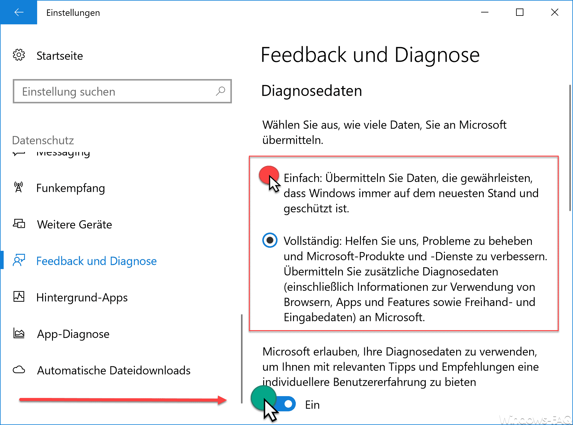 Windows 10 Diagnosedaten – Versand von Daten an Microsoft deaktivieren