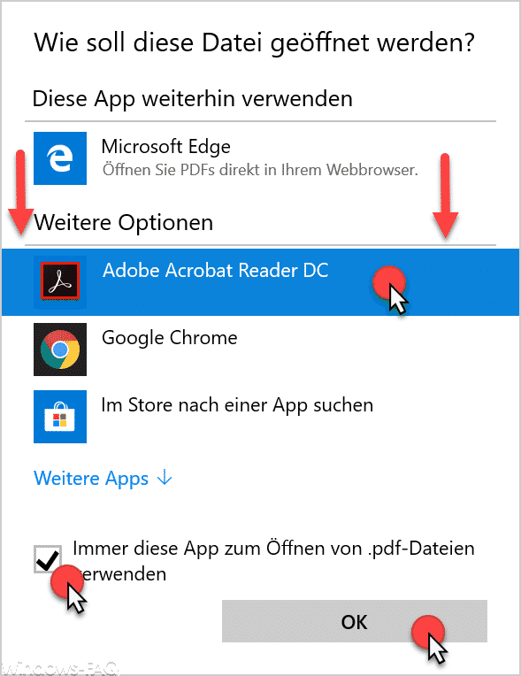 Windows 10 öffnet PDF Dateien immer im Edge Browser
