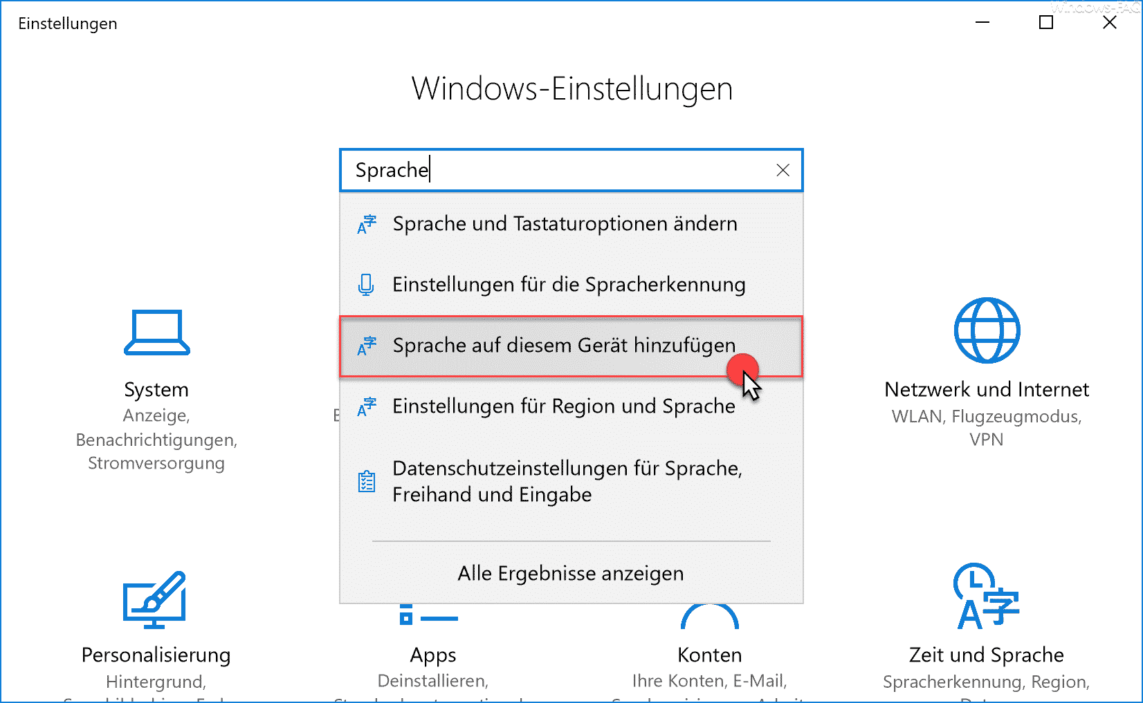 Sprache auf diesem Gerät hinzufügen