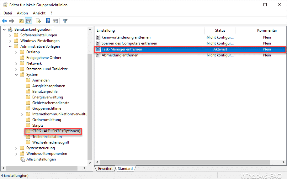 Task-Manager entfernen