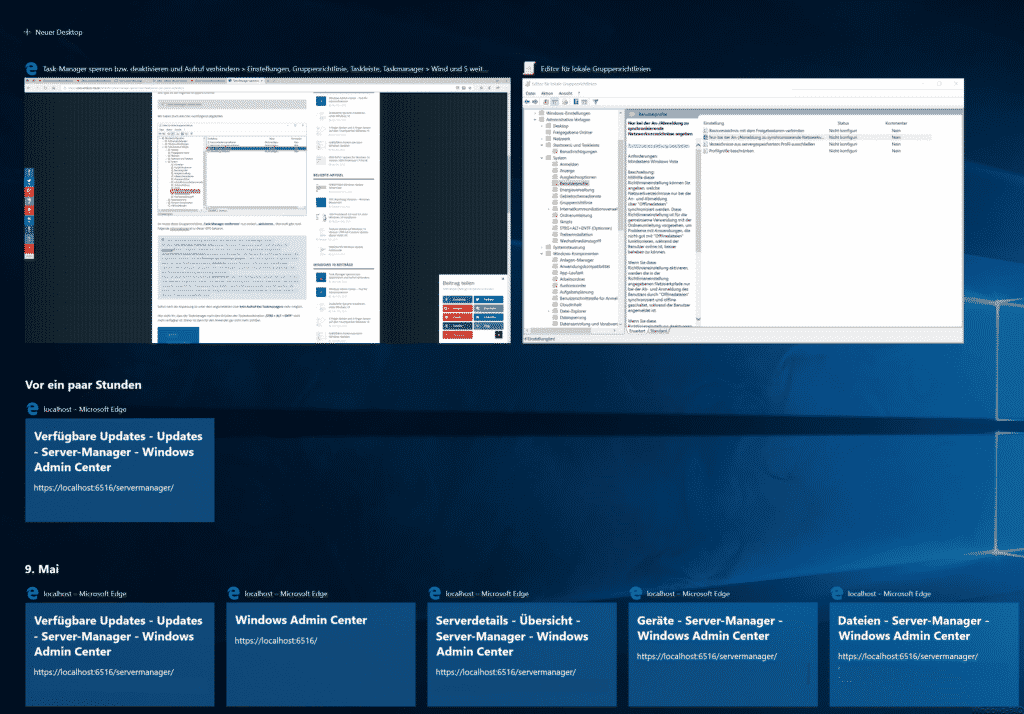 Taskansicht Windows 10 1803