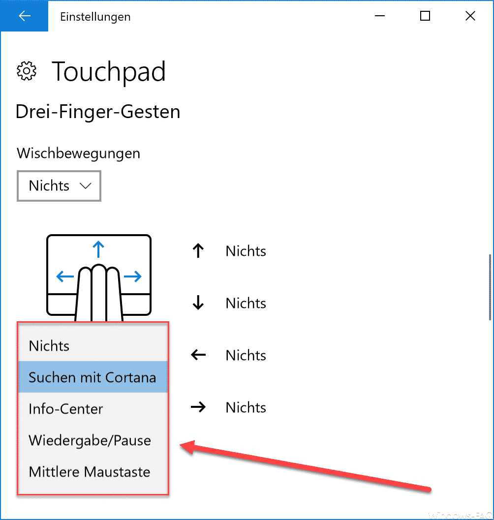 Touchpad Tippeingaben
