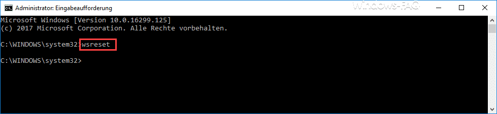 WSRESET Update Store resetten