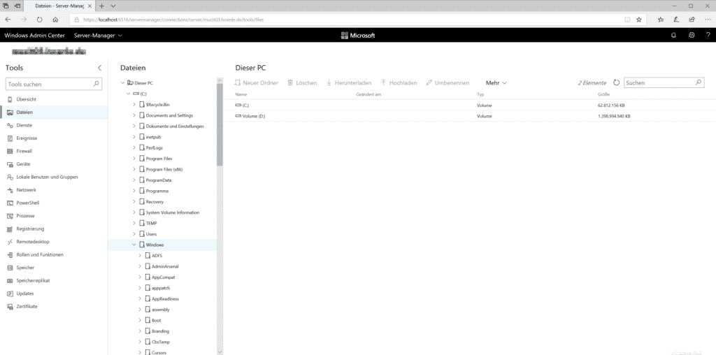 Windows Admin Center Dateien