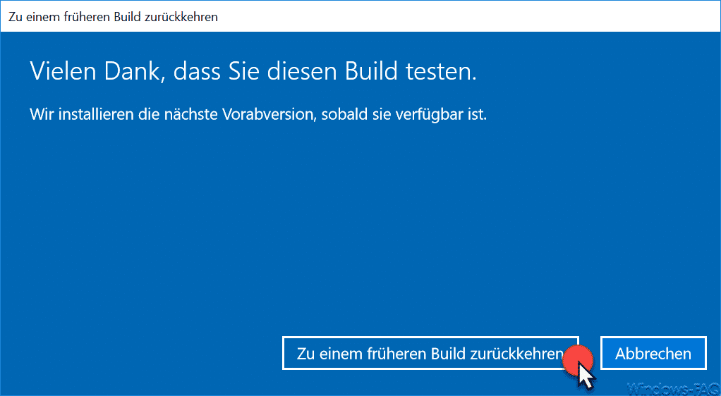 Zu einem früheren Windows 10 Build zurückkehren