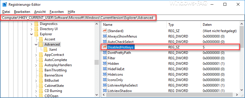 Bestimmte Windows Hotkeys (Tastenkombinationen) deaktivieren