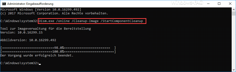 Dism.exe /online /Cleanup-Image /StartComponentCleanup