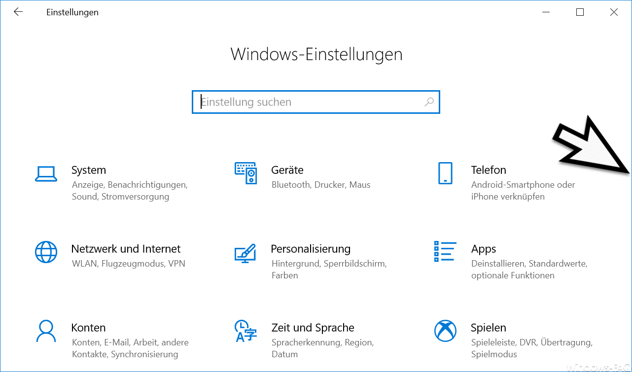Windows Einstellungen ohne Bildalaufleiste