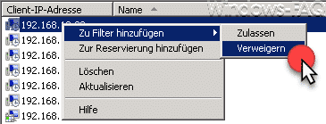 Bestimmte Geräte (MAC-Adressen) vom DHCP ausnehmen