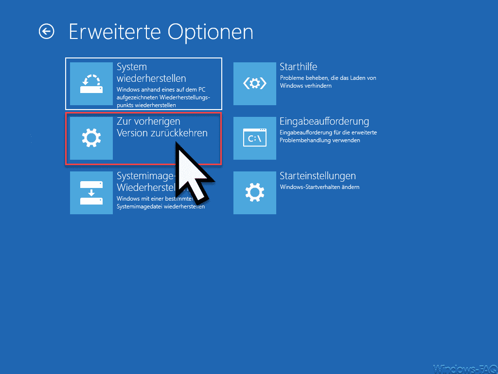 Zur vorherigen Windows Version zurückkehren
