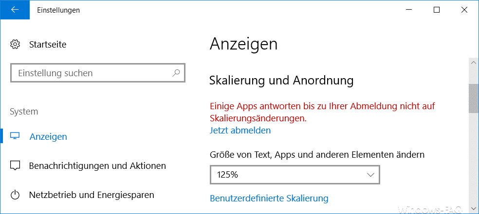 Anzeige skaliert auf 125%