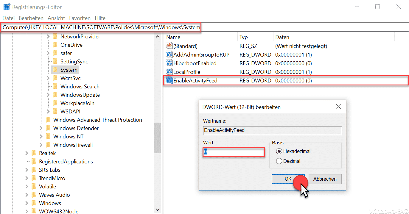 Windows 10 Timeline (Zeitleiste) deaktivieren