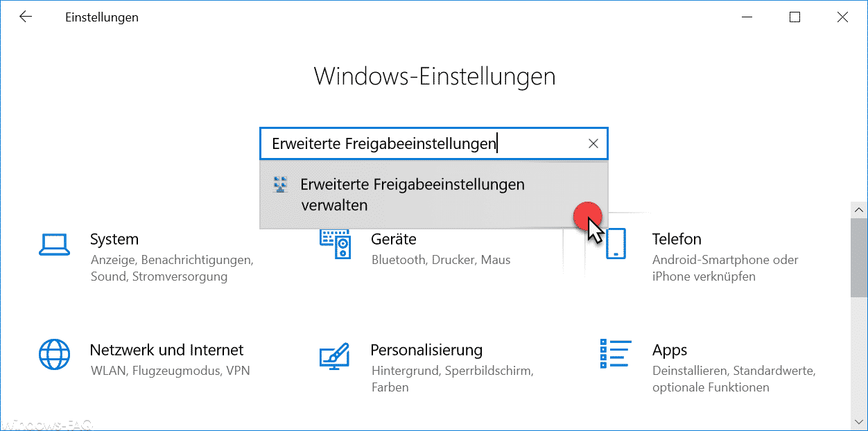 Erweiterte Freigabeeinstellungen verwalten