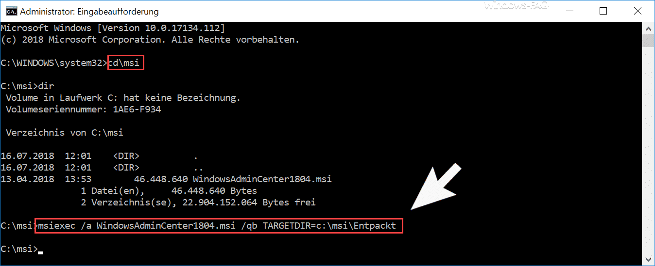 MSI-Datei entpacken