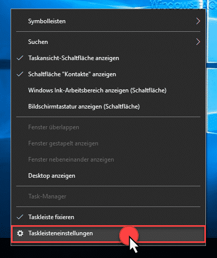 Taskleisteneinstellungen aufrufen