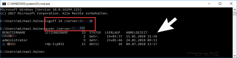 logoff sessionid remoteserver